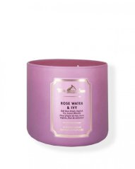 3-knôtová vonná sviečka ROSE WATER & IVY 411 g