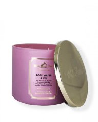 3-knotová vonná svíčka ROSE WATER & IVY 411 g